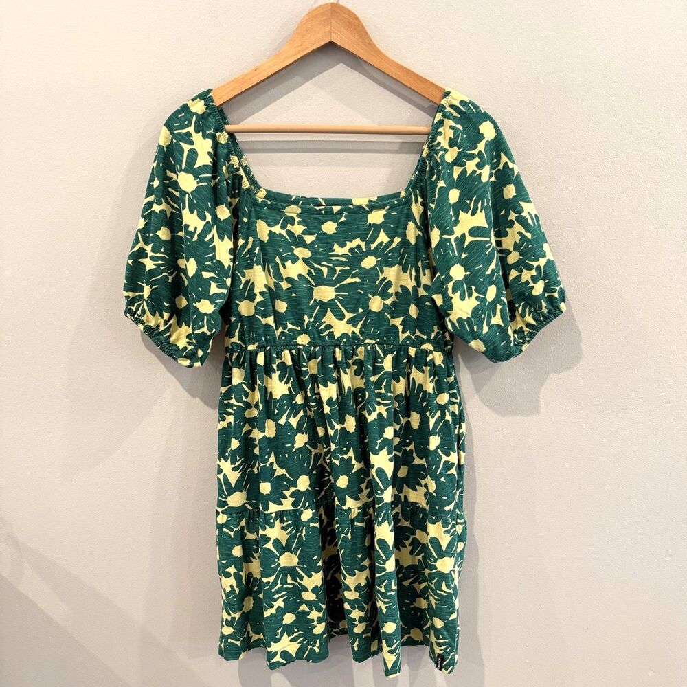 Known Supply Bowen Dress Sz S Organic Cotton Stretch Floral Boho Pockets Soft